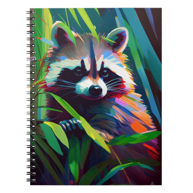 Racoon Animal Portrait Painting Wildlife Outdoors Notebook (Front)