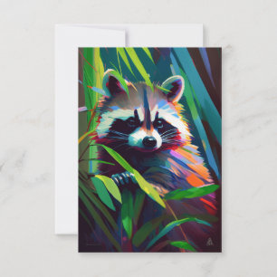 Racoon Animal Portrait Painting Wildlife Outdoors Thank You Card