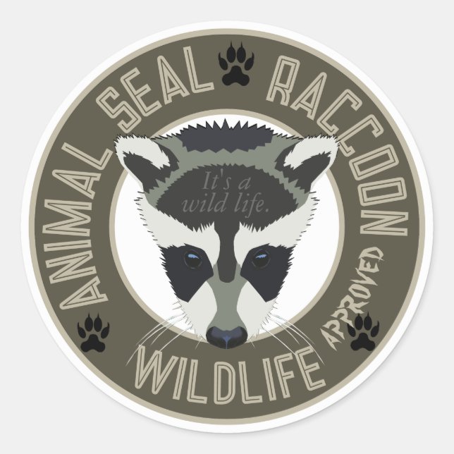 Racoon Animal Seal Sticker (Front)