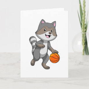 Racoon as Basketball player with Basketball Card