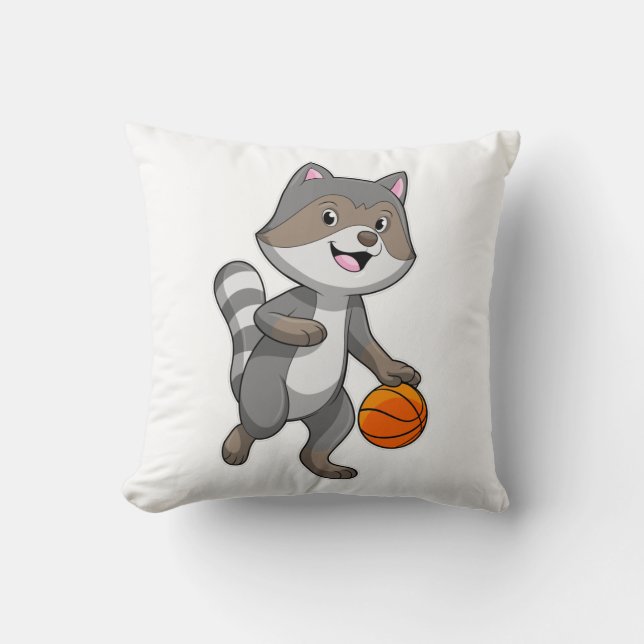 Racoon as Basketball player with Basketball Cushion (Front)