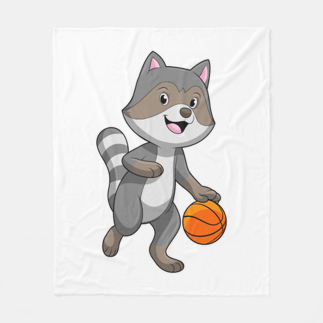 Racoon as Basketball player with Basketball Fleece Blanket (Front)