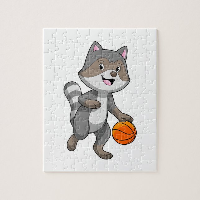 Racoon as Basketball player with Basketball Jigsaw Puzzle (Vertical)