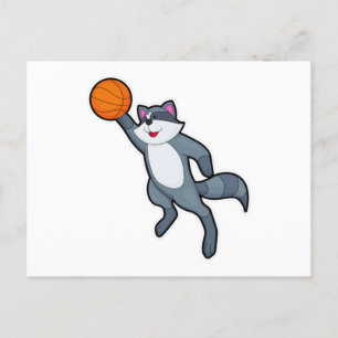 Racoon as Basketball player with Basketball Postcard