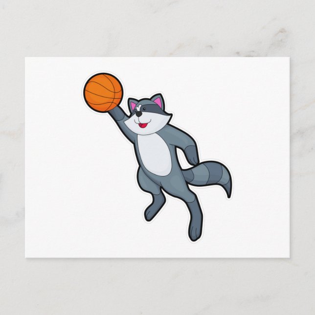 Racoon as Basketball player with Basketball Postcard (Front)