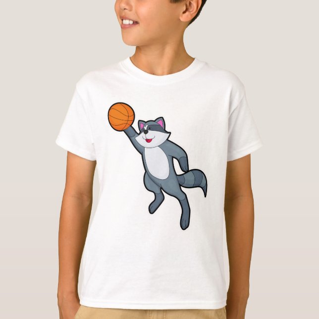 Racoon as Basketball player with Basketball T-Shirt (Front)
