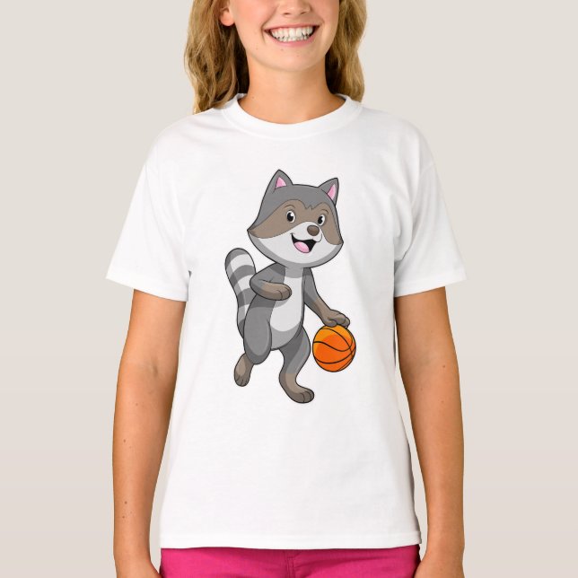 Racoon as Basketball player with Basketball T-Shirt (Front)