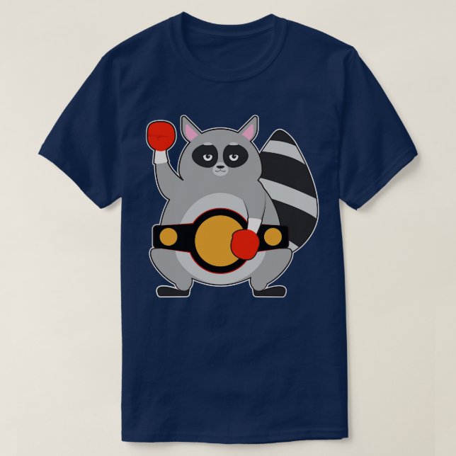 Racoon as Boxing champ with Belt T-Shirt (Design Front)