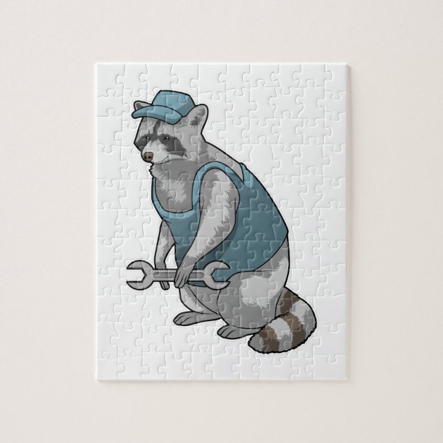 Racoon as Craftsman with Wrench Jigsaw Puzzle (Vertical)