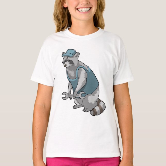 Racoon as Craftsman with Wrench T-Shirt (Front)