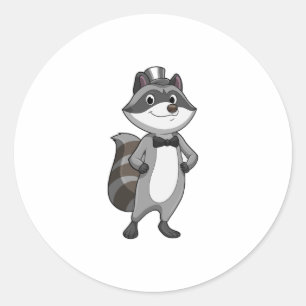 Racoon as Groom with Tie Classic Round Sticker