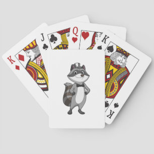 Racoon as Groom with Tie Playing Cards