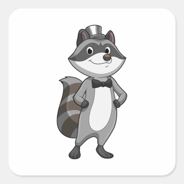 Racoon as Groom with Tie Square Sticker (Front)