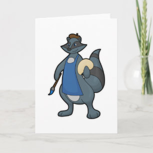 Racoon as Painter with Paintbrush Card