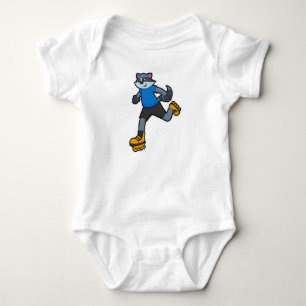 Racoon as Skater with Inline skates Baby Bodysuit