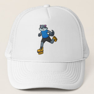 Racoon as Skater with Inline skates Trucker Hat