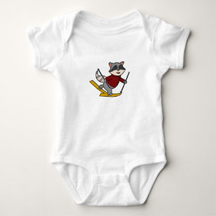 Racoon as Skier with Skis & Ski poles Baby Bodysuit