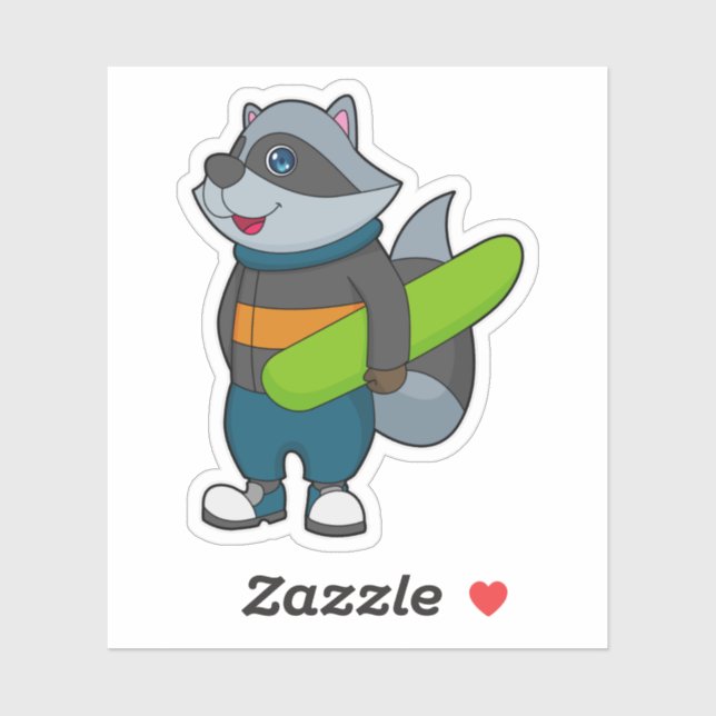 Racoon as Snowboarder with Snowboard (Sheet)