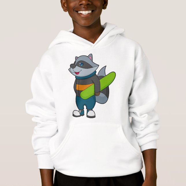 Racoon as Snowboarder with Snowboard (Front)
