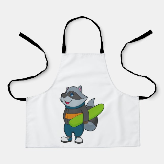 Racoon as Snowboarder with Snowboard Apron (Front)