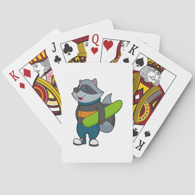Racoon as Snowboarder with Snowboard Playing Cards (Back)