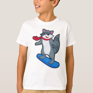 Racoon as Snowboarder with Snowboard & Scarf T-Shirt