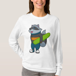 Racoon as Snowboarder with Snowboard T-Shirt