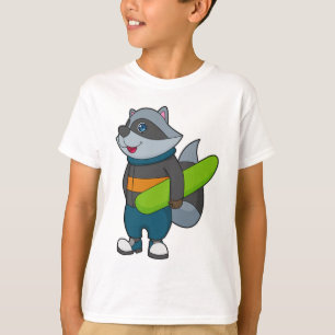 Racoon as Snowboarder with Snowboard T-Shirt