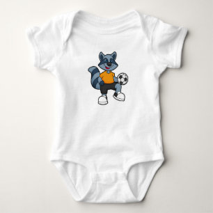 Racoon as Soccer player with Soccer ball Baby Bodysuit