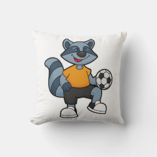 Racoon as Soccer player with Soccer ball Cushion