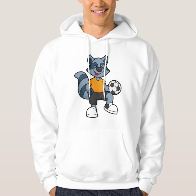 Racoon as Soccer player with Soccer ball Hoodie (Front)