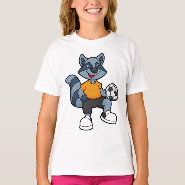 Racoon as Soccer player with Soccer ball T-Shirt (Front)