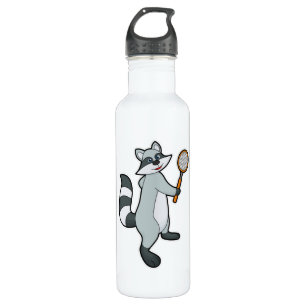 Racoon as Tennis player with Tennis racket 710 Ml Water Bottle