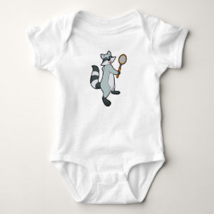 Racoon as Tennis player with Tennis racket Baby Bodysuit