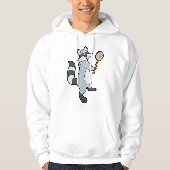 Racoon as Tennis player with Tennis racket Hoodie (Front)