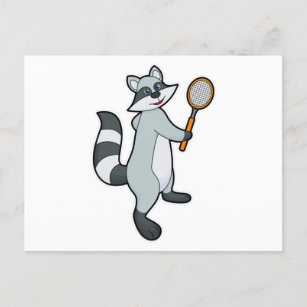 Racoon as Tennis player with Tennis racket Postcard