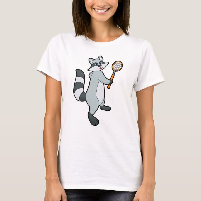 Racoon as Tennis player with Tennis racket T-Shirt (Front)