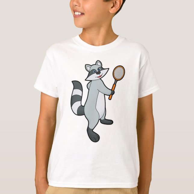 Racoon as Tennis player with Tennis racket T-Shirt (Front)