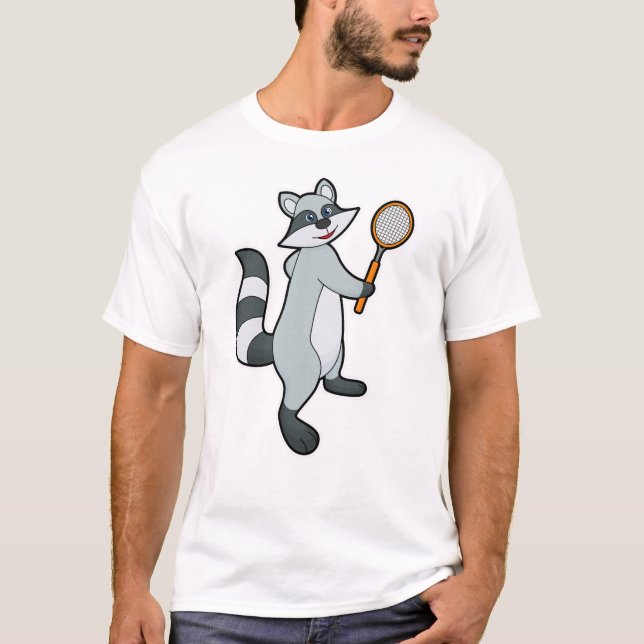Racoon as Tennis player with Tennis racket T-Shirt (Front)