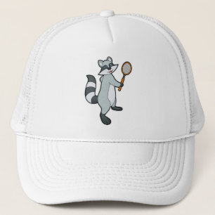 Racoon as Tennis player with Tennis racket Trucker Hat