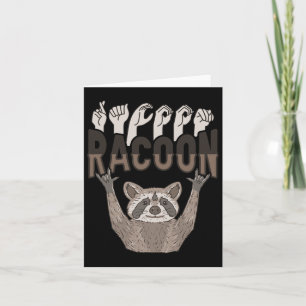 Racoon Asl Hand Gesture Deaf Hearing Loss Awarenes Card