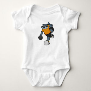 Racoon at Bowling with Bowling ball Baby Bodysuit