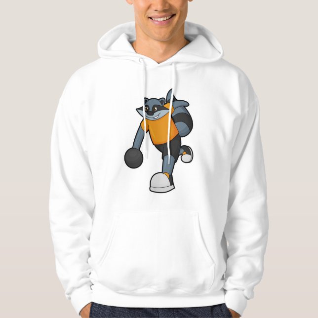 Racoon at Bowling with Bowling ball Hoodie (Front)
