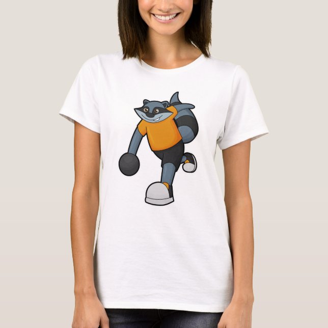 Racoon at Bowling with Bowling ball T-Shirt (Front)
