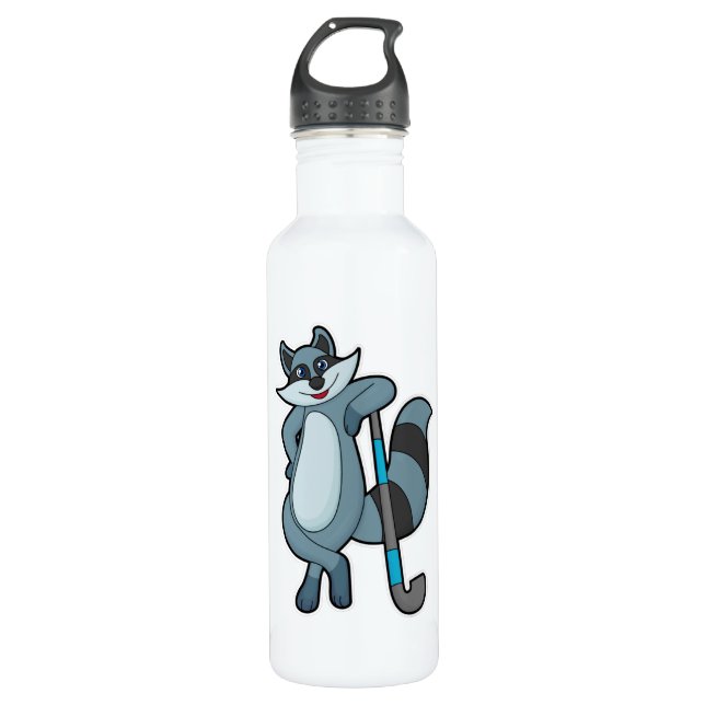 Racoon at Hockey with Hockey stick 710 Ml Water Bottle (Front)