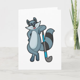 Racoon at Hockey with Hockey stick Card