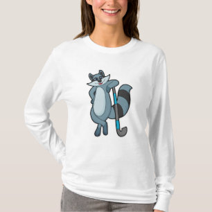 Racoon at Hockey with Hockey stick T-Shirt