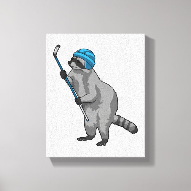 Racoon at Ice hockey with Ice hockey stick Canvas Print (Front)
