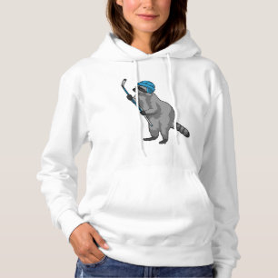 Racoon at Ice hockey with Ice hockey stick Hoodie