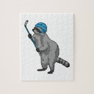 Racoon at Ice hockey with Ice hockey stick Jigsaw Puzzle
